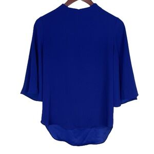 River Island Blue Bell Sleeve Back Cutout Top Size 6
